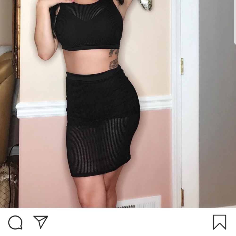Black crop top with skirt